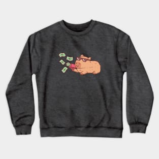 Chilling Capybara With Meme Sunglasses And Money Gun Crewneck Sweatshirt